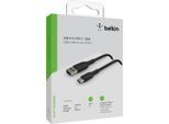 BELKIN Smartphone-Kabel "USB-C/USB-A Kabel ummantelt, 2m", schwarz, 200cmcm, Kabel, Smartphone-Kabel