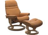 Relaxsessel STRESSLESS "Sunrise", braun (new caramel), B:88cm H:103cm T:78cm, Leder BATICK: BATICK ist ein leicht korrigiertes, durchgefärbtes und genarbtes Möbelleder, bei dem die meisten Unebenheiten und Spuren in der Regel entfernt wurden.;Leder PALOMA: PALOMA ist ein durchgefärbtes Semianilin-Möbelleder mit natürlicher Narbung.;ROHLEDER Stoff Q2 FARON: Ein fester zuverlässiger Bouclé mit einem
