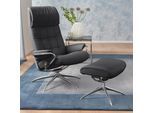 Relaxsessel STRESSLESS "London", schwarz (schwarz paloma), B:80cm H:116cm T:71cm, Leder BATICK: durchgefärbtes und genarbtes Möbelleder;Leder PALOMA: PALOMA ist ein durchgefärbtes Semianilin-Möbelleder mit natürlicher Narbung.;ROHLEDER Stoff Q2 FARON (100% Polyester im Flor, Grundgewebe: 50% Polyester, 50% Polyacryl), Sessel, Relaxsessel, mit Hocker, High Back, mit Star Base, Gestell Chrom