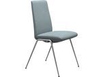 Polsterstuhl STRESSLESS "Laurel", blau (aqua dinamica, chrom matt), B:57cm H:92cm T:59cm, Microfaser DINAMICA (88% Polyester, 12% Polyurethan), Stühle, Polsterstuhl, Low Back, Größe M, mit Beinen aus Stahl in Chrom matt