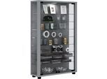 Standvitrine VCM "Holz Glas Stand Vitrine Sammelvitrine Lumo Mini", silber, B:59cm T:18cm, Obermaterial: 100% Holz Wood., Schränke, Standvitrine
