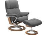 Relaxsessel STRESSLESS "Mayfair", grau (dunkelgrau dinamica), B:83cm H:102cm T:73cm, Leder BATICK: BATICK ist ein leicht korrigiertes, durchgefärbtes und genarbtes Möbelleder, bei dem die meisten Unebenheiten und Spuren in der Regel entfernt wurden.;Leder PALOMA: PALOMA ist ein durchgefärbtes Semianilin-Möbelleder mit natürlicher Narbung.;ROHLEDER Stoff Q2 FARON: Ein fester zuverlässiger Bouclé mi