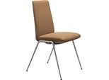 Polsterstuhl STRESSLESS "Laurel", braun (taupe paloma, chrom matt), B:57cm H:92cm T:59cm, Leder PALOMA: PALOMA ist ein durchgefärbtes Semianilin-Möbelleder mit natürlicher Narbung., Stühle, Polsterstuhl, Low Back, Größe M, mit Beinen aus Stahl in Chrom matt