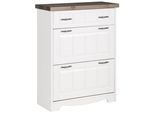 Schuhkommode OTTO HOME "Trinidad Antique", grau (weiß, grau), B:85cm H:109cm T:37cm, Massivholz, Sideboards, Schuhkommode, aus massiver Kiefer, FSC zertifiziert, Breite 85 cm