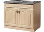 Spülenschrank WIHO KÜCHEN "Linz", braun (front: landhaus eiche, korpus: sonoma eiche, arbeitsplatte: granit grau), B:100cm H:85cm T:60cm, Schränke, Spülenschrank, 100 cm breit, in Landhaus-Optik