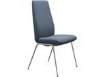Polsterstuhl STRESSLESS "Laurel", blau (sparrow blau paloma, chrom glänzend), B:57cm H:105cm T:60cm, Leder PALOMA: PALOMA ist ein durchgefärbtes Semianilin-Möbelleder mit natürlicher Narbung., Stühle, Polsterstuhl, High Back, Größe L, mit Beinen aus Stahl in Chrom glänzend