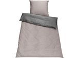 Wendebettwäsche SETEX "Chambray", grau (graphitgrau, kieselgrau), B/L: 135cm x 200cm, 1 Stk., 1 Stk., Chambray, B/L: 80cm x 80cm, 2 Stk., Chambray, Obermaterial: 90% Baumwolle, 10% Polyester, Bettwäsche, Wendebettwäsche, mit Wendefunktion
