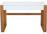 Schreibtisch MÖBILIA "Herdis", weiß (weiß, natur, natur, weiß), B:120cm H:75cm T:60cm, MDF, Beine Eiche, Tische, Schreibtisch, mit 2 grifflosen Schubladen
