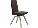 Polsterstuhl STRESSLESS "Laurel", braun (chocolate paloma, eiche gekalkt), B:49cm H:92cm T:59cm, Leder PALOMA: PALOMA ist ein durchgefärbtes Semianilin-Möbelleder mit natürlicher Narbung., Stühle, Polsterstuhl, Low Back, Größe M, mit schräggestellten Beinen in Eiche gekalkt