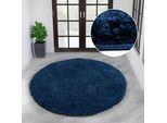 Teppich OTTO HOME "Shaggy 30" Gr. 10, blau, H:30mm Ø:190cm, Kunstfaser, Teppiche, Teppich, Teppich in Uni-Farben, besonders weich und kuschelig, Wohnzimmer