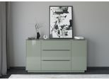 Sideboard "Reno", olivgrün matt lack, glas olivgrün glanz, B:182cm H:102cm T:42cm, Glas, Holzwerkstoff, SET ONE BY MUSTERRING, Sideboards, Sideboard, Mit Sockel in diversen Farben, 102 cm Höhe & Farbauswahl