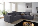 Ecksofa DOMO COLLECTION "BRANDON bequem, Breite 275cm, L-Form, auch in Leder", grau (dunkelgrau), B:275cm H:80cm T:228cm, Sofas, Ecksofa, inklusive Kopfteilverstellung, wahlweise mit Sitztiefenverstellung