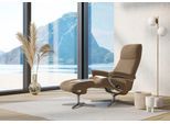 Relaxsessel STRESSLESS "View", braun (almond paloma), B:78cm H:108cm T:78cm, Leder PALOMA: PALOMA ist ein durchgefärbtes Semianilin-Möbelleder mit natürlicher Narbung., Sessel, Relaxsessel, mit Hocker, mit Cross Base, Größe S, M & L, Holzakzent Eiche