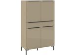 Highboard "Reno", taupe matt lack, glas taupe glanz, B:92cm H:154cm T:42cm, Glas, Holzwerkstoff, SET ONE BY MUSTERRING, Sideboards, Highboard, Mit Winkelfuß in diversen Farben, 154 cm Höhe & Farbauswahl