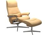 Relaxsessel STRESSLESS "View", gelb, B:78cm H:108cm T:78cm, Sessel, Relaxsessel, mit Hocker, mit Cross Base, Größe S, M & L, Holzakzent Eiche
