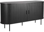 Sideboard MÖBILIA, schwarz, B:140cm H:76cm T:40cm, Melamin, Metall, Sideboards, Sideboard, 2 Schiebetüren