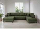 Wohnlandschaft TRENDS BY HG "Moritz U-Form, B: 324 cm", d508 enjoy new 47 wintermoss, B:324cm H:86cm T:178cm, 92% Polyester;8% Nylon, Sofas, Wohnlandschaft, mit Bettfunktion, Bettkasten & Zierkissen