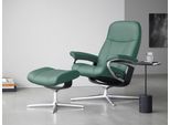 Relaxsessel STRESSLESS "Consul", grün (aqua grün paloma), B:82cm H:102cm T:72cm, Leder PALOMA: PALOMA ist ein durchgefärbtes Semianilin-Möbelleder mit natürlicher Narbung., Sessel, Relaxsessel, mit Cross Base, Größe S, M & L, Holzakzent Schwarz