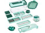 Zerkleinerer GENIUS "Nicer Dicer Fusion inkl. XXL-Messereinsatz 12 x 36 mm, Set 14-tlg", grün (mintgrün), B:17,5cm H:31,8cm T:17,5cm, Zerkleinerer, Zerkleinerer, ND Fusion werden eine Vielzahl von Schneidgeräten in Einem kombiniert, Topseller