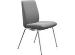 Polsterstuhl STRESSLESS "Laurel", grau (wild dove batick, chrom glänzend), B:57cm H:92cm T:59cm, Leder BATICK: BATICK ist ein leicht korrigiertes, durchgefärbtes und genarbtes Möbelleder, bei dem die meisten Unebenheiten und Spuren in der Regel entfernt wurden., Stühle, Polsterstuhl, Low Back, Größe L, mit Beinen aus Stahl in Chrom glänzend