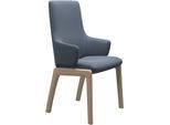 Polsterstuhl STRESSLESS "Laurel", blau (sparrow blau paloma, eiche natur), B:58cm H:105cm T:60cm, Leder PALOMA: PALOMA ist ein durchgefärbtes Semianilin-Möbelleder mit natürlicher Narbung., Stühle, Polsterstuhl, High Back mit Armlehne, Größe L, mit abgerundeten Beinen in Eiche