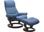 Relaxsessel STRESSLESS "View", blau (lazuli blau), B:91cm H:109cm T:83cm, Sessel, Relaxsessel, mit Classic Base, Größe L,Gestell Wenge