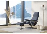 Relaxsessel STRESSLESS "View", blau (sparrow blau paloma), B:91cm H:110cm T:85cm, Leder PALOMA: PALOMA ist ein durchgefärbtes Semianilin-Möbelleder mit natürlicher Narbung., Sessel, Relaxsessel, mit Cross Base, Größe S, M & L, Holzakzent Braun