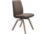 Polsterstuhl STRESSLESS "Laurel", braun (mole batick, eiche natur), B:49cm H:92cm T:59cm, Leder BATICK: BATICK ist ein leicht korrigiertes, durchgefärbtes und genarbtes Möbelleder, bei dem die meisten Unebenheiten und Spuren in der Regel entfernt wurden., Stühle, Polsterstuhl, Low Back, Größe L, mit schräggestellten Beinen in Eiche natur