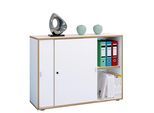 Aktenschrank VCM "Büroschrank Aktenschrank Schiebetüren Salia 2fach", weiß, B:100cm T:37cm, Obermaterial: 100% Holz Wood., Schränke, Aktenschrank