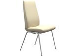 Polsterstuhl STRESSLESS "Laurel", beige (vanilla paloma, chrom glänzend), B:57cm H:105cm T:60cm, Leder PALOMA: PALOMA ist ein durchgefärbtes Semianilin-Möbelleder mit natürlicher Narbung., Stühle, Polsterstuhl, High Back, Größe L, mit Beinen aus Stahl in Chrom glänzend