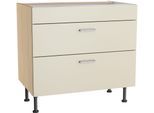 Kochfeldumbauschrank KOCHSTATION "KS-Lucy", beige (stain, eiche hell), B:90cm H:87cm T:58,1cm, Schränke, Kochfeldumbauschrank, Breite 90 cm, mit 2 Auszügen, Soft-Close, höhenverstellbare Füße