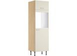 Backofenumbauschrank KOCHSTATION "KS-Lucy", beige (stain, eiche hell), B:60cm H:211,8cm T:58,1cm, Schränke, Backofenumbauschrank, Breite 60 cm, mit 1 Tür, 1 Klappe, Soft-Close, höhenverstellbare Füße