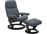 Relaxsessel STRESSLESS "Consul", blau (atlantic blau batick), B:76cm H:100cm T:71cm, Leder BATICK: BATICK ist ein leicht korrigiertes, durchgefärbtes und genarbtes Möbelleder, bei dem die meisten Unebenheiten und Spuren in der Regel entfernt wurden.;Leder PALOMA: PALOMA ist ein durchgefärbtes Semianilin-Möbelleder mit natürlicher Narbung.;ROHLEDER Stoff Q2 FARON: Ein fester zuverlässiger Bouclé mi