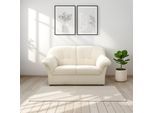 2-Sitzer DOMO COLLECTION "Pegnitz, zeitlos, elegante Armlehnen, komfortabel, Breite 155cm", beige (creme), B:155cm H:82cm T:82cm, 100% Polyester, Sofas, 2-Sitzer