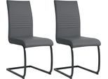 Freischwinger MÖBILIA, grau (grau, schwarz, schwarz, grau), B:42cm H:97cm T:59cm, Metall, Polyurethan, Stühle, Freischwinger, mit Wellenunterfederung