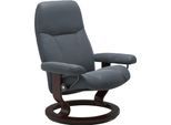 Relaxsessel STRESSLESS "Consul", blau (atlantic blau batick), B:85cm H:100cm T:77cm, Leder BATICK: BATICK ist ein leicht korrigiertes, durchgefärbtes und genarbtes Möbelleder, bei dem die meisten Unebenheiten und Spuren in der Regel entfernt wurden.;Leder PALOMA: PALOMA ist ein durchgefärbtes Semianilin-Möbelleder mit natürlicher Narbung.;ROHLEDER Stoff Q2 FARON: Ein fester zuverlässiger Bouclé mi