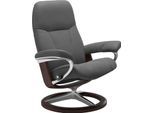Relaxsessel STRESSLESS "Consul", grau (grau batick), B:91cm H:102cm T:79cm, Leder BATICK: BATICK ist ein leicht korrigiertes, durchgefärbtes und genarbtes Möbelleder, bei dem die meisten Unebenheiten und Spuren in der Regel entfernt wurden.;Leder PALOMA: PALOMA ist ein durchgefärbtes Semianilin-Möbelleder mit natürlicher Narbung.;ROHLEDER Stoff Q2 FARON: Ein fester zuverlässiger Bouclé mit einem s