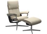 Relaxsessel STRESSLESS "Admiral", beige (cream batick), B:84cm H:100cm T:73cm, Leder BATICK: BATICK ist ein leicht korrigiertes, durchgefärbtes und genarbtes Möbelleder, bei dem die meisten Unebenheiten und Spuren in der Regel entfernt wurden., Sessel, Relaxsessel, mit Cross Base, Größe M & L, Holzakzent Schwarz