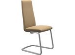 Polsterstuhl STRESSLESS "Laurel", beige (sand paloma, chrom matt), B:53cm H:105cm T:60cm, Leder PALOMA: PALOMA ist ein durchgefärbtes Semianilin-Möbelleder mit natürlicher Narbung., Stühle, Polsterstuhl, High Back, Größe M, mit Beinen aus Stahl in Chrom matt