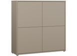 Highboard FORTE "Alice Springs", beige (taupe), B:124,5cm H:121,5cm T:34,9cm, Holzwerkstoff, Sideboards, Highboard, Grifflos,Push to open, Stauraum