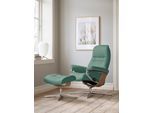 Relaxsessel STRESSLESS "Sunrise", grün (aqua grün paloma), B:83cm H:105cm T:74cm, Leder PALOMA: PALOMA ist ein durchgefärbtes Semianilin-Möbelleder mit natürlicher Narbung., Sessel, Relaxsessel, mit Cross Base, Größe S, M & L, Holzakzent Eiche