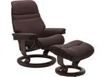 Relaxsessel STRESSLESS "Sunrise", braun (chocolate paloma), B:79cm H:103cm T:73cm, Leder BATICK: BATICK ist ein leicht korrigiertes, durchgefärbtes und genarbtes Möbelleder, bei dem die meisten Unebenheiten und Spuren in der Regel entfernt wurden.;Leder PALOMA: PALOMA ist ein durchgefärbtes Semianilin-Möbelleder mit natürlicher Narbung.;ROHLEDER Stoff Q2 FARON: Ein fester zuverlässiger Bouclé mit