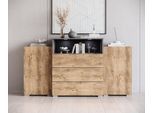 Sideboard HOME AFFAIRE "URBAN III", braun (matera anthrazit, kastatnien breslau), B:150cm H:80,7cm T:39cm, Sideboards, Sideboard, Moderne Kommode mit 3 Schubladen und 4 Fächern, Breite 150 cm