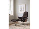 Relaxsessel STRESSLESS "Sunrise", braun (chocolate paloma), B:83cm H:105cm T:74cm, Leder PALOMA: PALOMA ist ein durchgefärbtes Semianilin-Möbelleder mit natürlicher Narbung., Sessel, Relaxsessel, mit Cross Base, Größe S, M & L, Holzakzent Eiche
