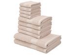 Handtuch Set OTTO HOME "Melli, 2 Duschtücher 70x140, 4 Handtücher 50x100, 4 Gästetücher 30x50", beige, Walkfrottee, Walkfrottee, Obermaterial: 100% Baumwolle, Handtuch-Sets, Handtuch Set, Handtuchset in dezenten Farben mit Bordüre, 100% Baumwoll-Handtücher