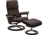 Relaxsessel STRESSLESS "Admiral", braun (braun batick), B:93cm H:103cm T:79cm, Leder BATICK: BATICK ist ein leicht korrigiertes, durchgefärbtes und genarbtes Möbelleder, bei dem die meisten Unebenheiten und Spuren in der Regel entfernt wurden., Sessel, Relaxsessel, mit Signature Base, Größe M & L, Gestell Wenge