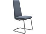 Polsterstuhl STRESSLESS "Laurel", blau (sparrow blau paloma, chrom matt), B:53cm H:105cm T:60cm, Leder PALOMA: PALOMA ist ein durchgefärbtes Semianilin-Möbelleder mit natürlicher Narbung., Stühle, Polsterstuhl, High Back, Größe M, mit Beinen aus Stahl in Chrom matt