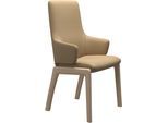 Polsterstuhl STRESSLESS "Laurel", beige (sand paloma, eiche natur), B:58cm H:105cm T:60cm, Leder PALOMA: PALOMA ist ein durchgefärbtes Semianilin-Möbelleder mit natürlicher Narbung., Stühle, Polsterstuhl, High Back mit Armlehne, Größe L, mit abgerundeten Beinen in Eiche