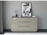 Sideboard "Reno", taupe matt lack, glas taupe glanz, B:182cm H:102cm T:42cm, Glas, Holzwerkstoff, SET ONE BY MUSTERRING, Sideboards, Sideboard, Mit Sockel in diversen Farben, 102 cm Höhe & Farbauswahl