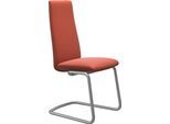 Polsterstuhl STRESSLESS "Laurel", beige (henna batick, chrom matt), B:53cm H:105cm T:60cm, Leder BATICK: BATICK ist ein leicht korrigiertes, durchgefärbtes und genarbtes Möbelleder, bei dem die meisten Unebenheiten und Spuren in der Regel entfernt wurden., Stühle, Polsterstuhl, High Back, Größe M, mit Beinen aus Stahl in Chrom matt